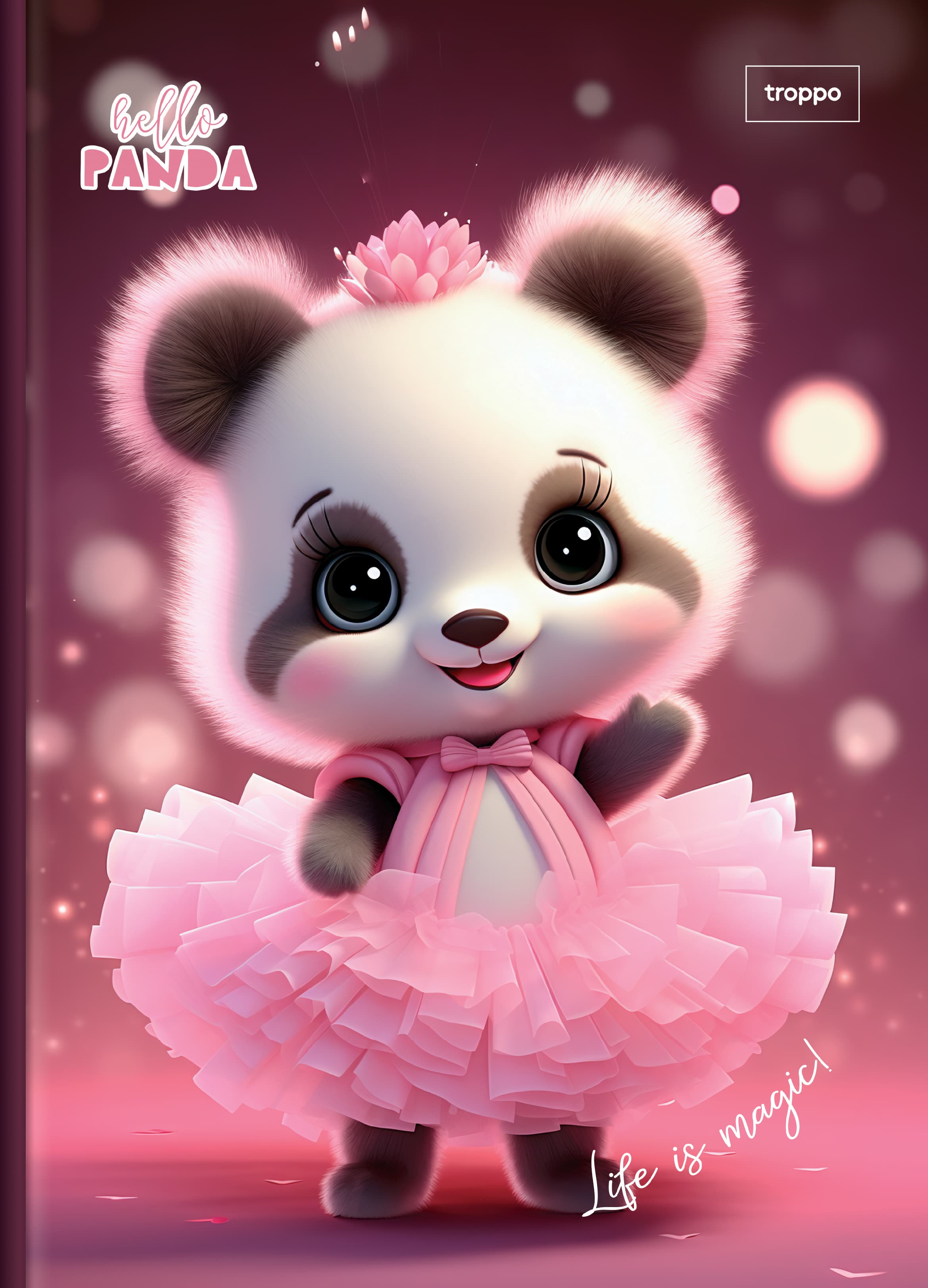 Caderno Brochura Capa Dura 1/4 Hello Panda
