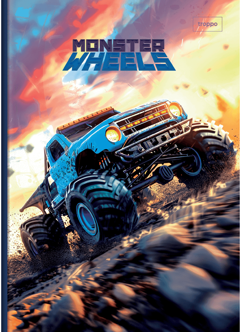 Caderno Brochura Capa Dura 1/4 Monster Wheels