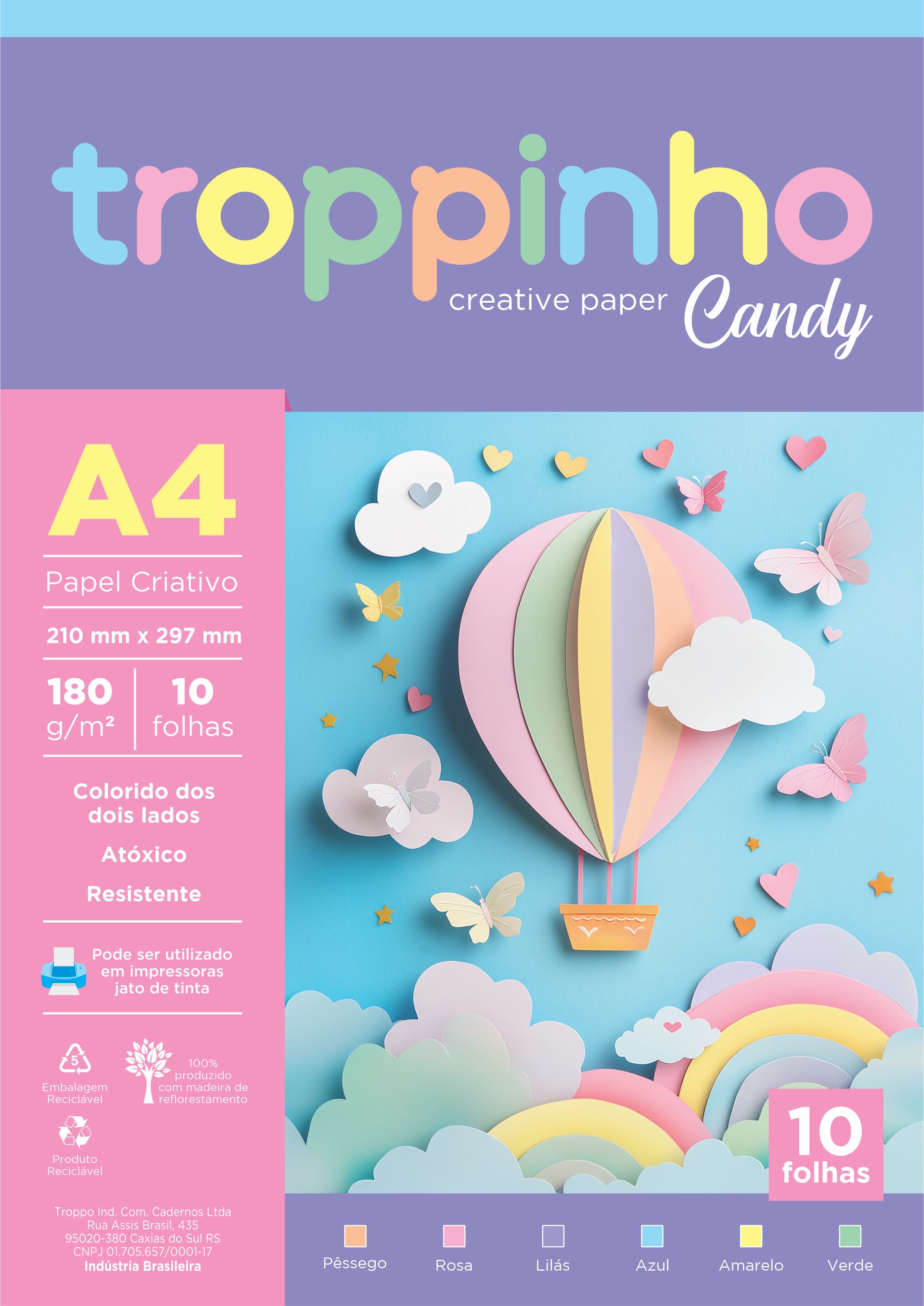 Papel Colorido Criativo Candy A4