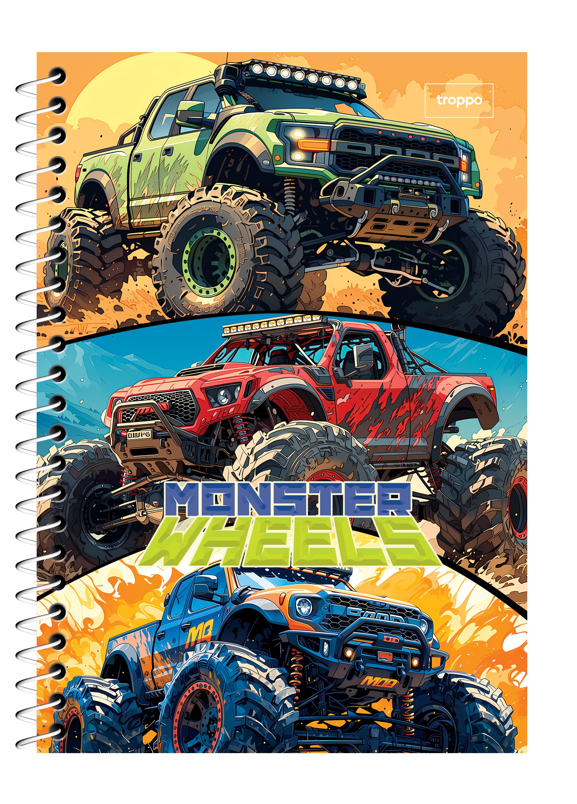 Caderno Capa Dura 1/4 Monster Wheels
