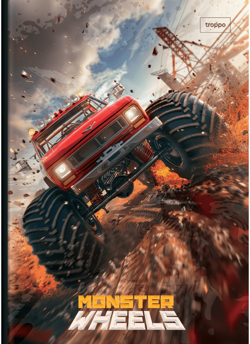 Caderno Brochura Capa Dura 1/4 Monster Wheels