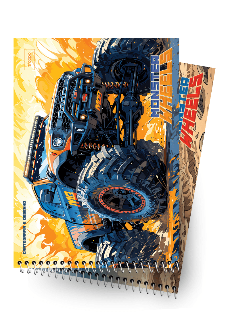 Caderno de Desenho Capa Dura Monster Wheels