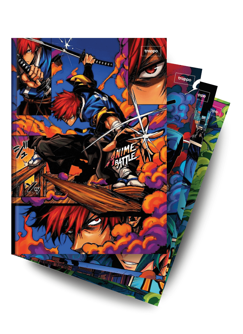 Caderno Brochura Capa Dura Universitário Anime Battle