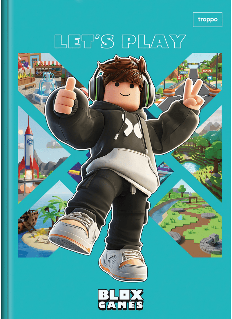 Caderno Brochura Capa Dura Universitário Caligrafia Blox Games