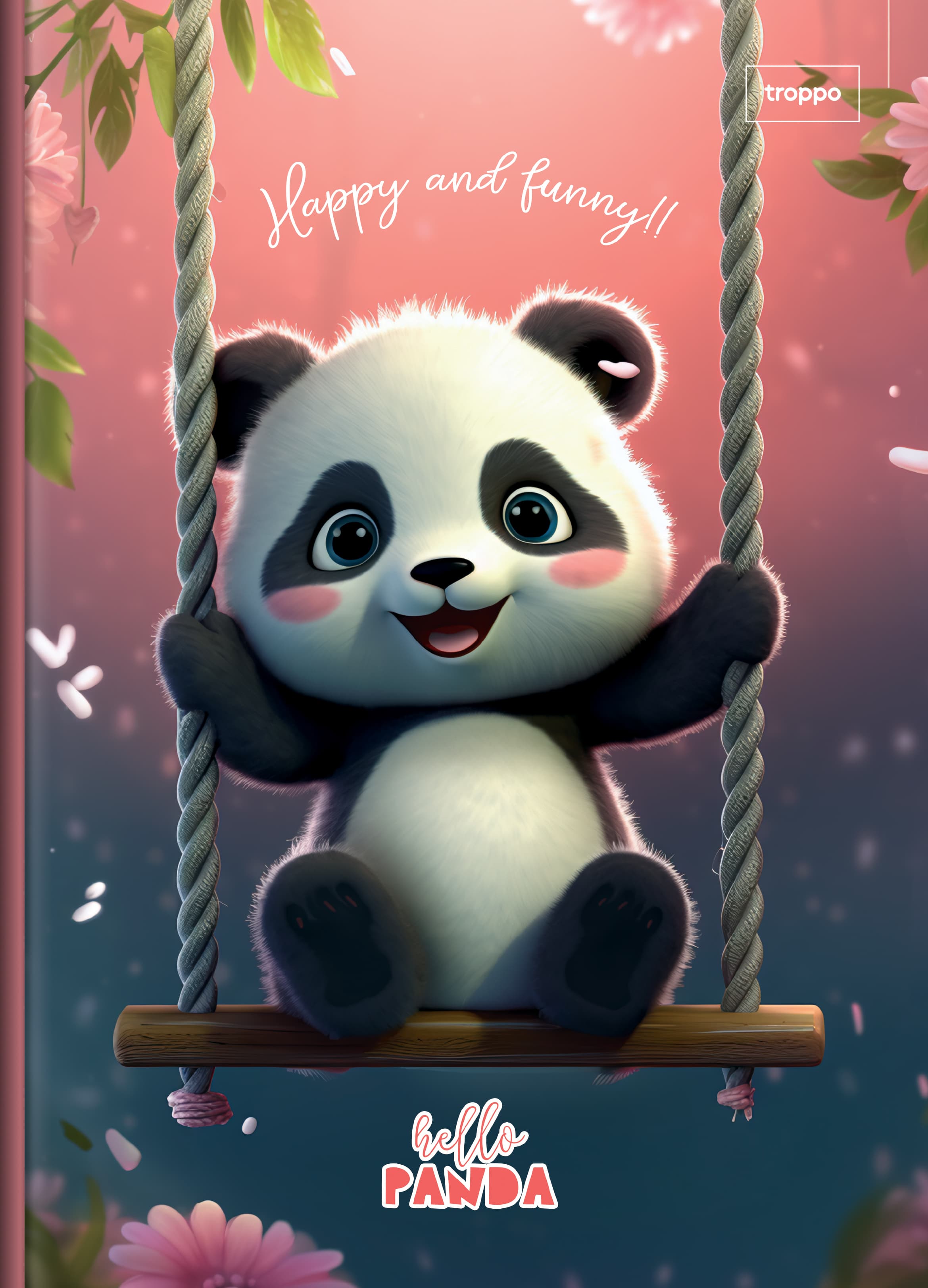 Caderno Brochura Capa Dura 1/4 Hello Panda