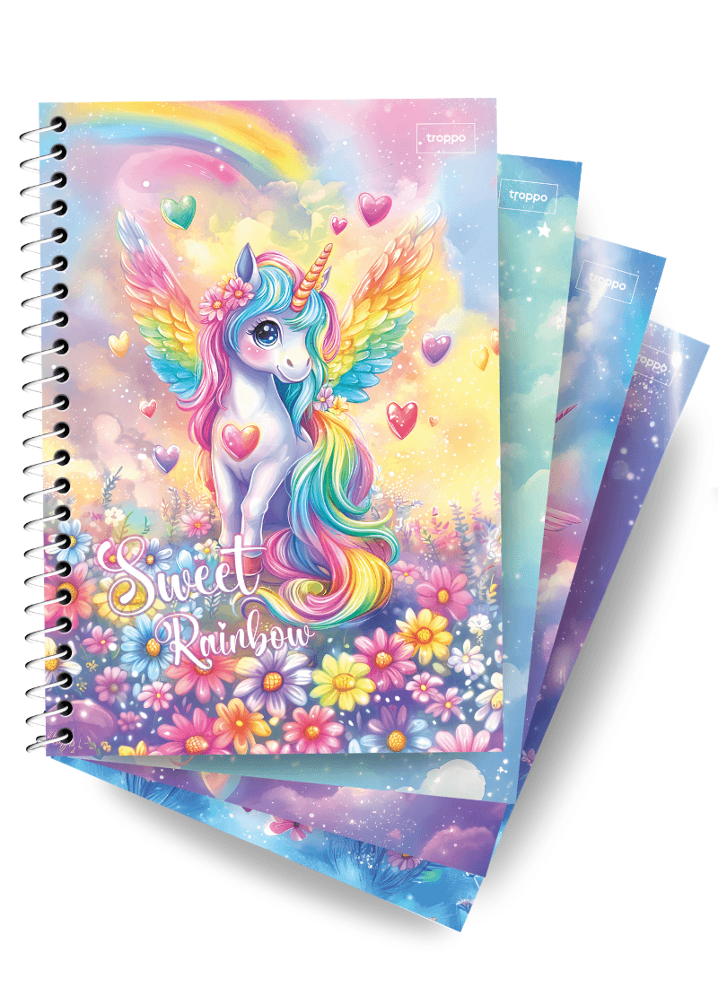 Caderno Capa Dura 1/4 Unicorn