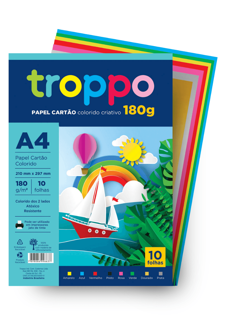 Papel Cartão Colorido Criativo A4