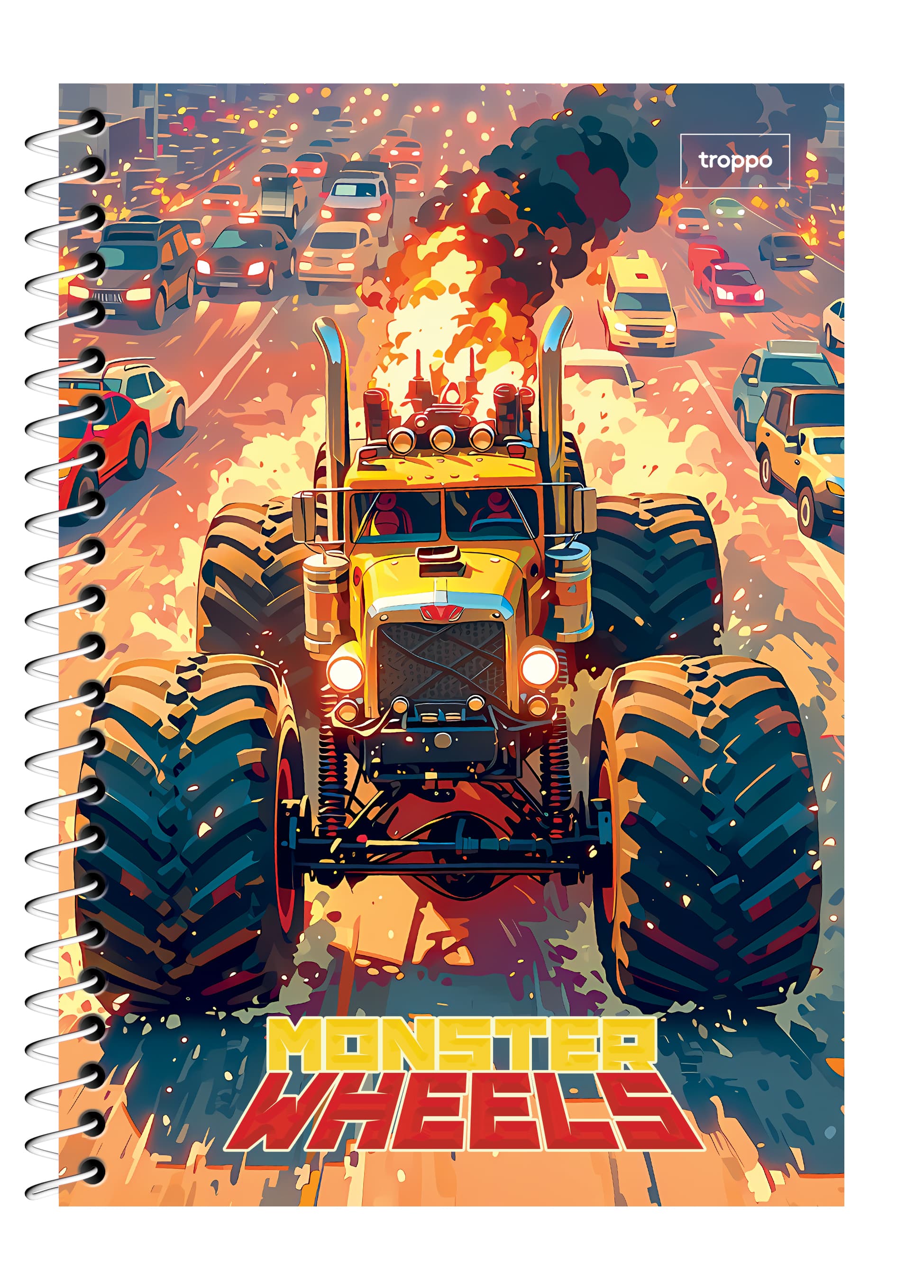 Caderno Capa Dura 1/4 Monster Wheels