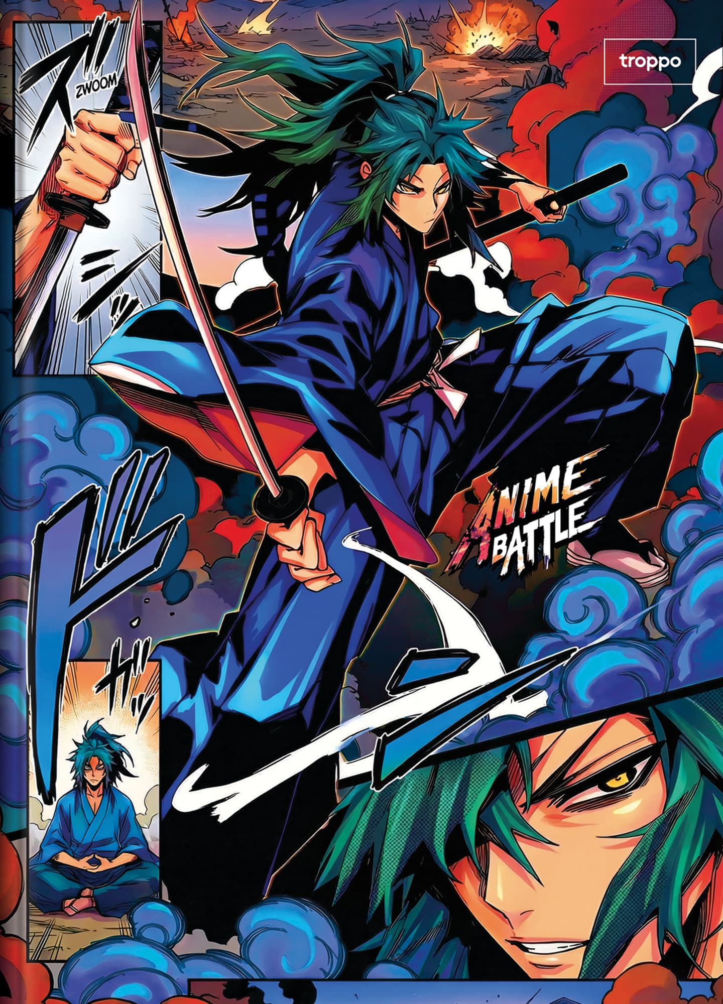 Caderno Brochura Capa Dura Universitário Anime Battle
