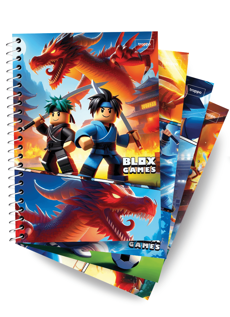 Caderno Capa Dura 1/4 Blox Games