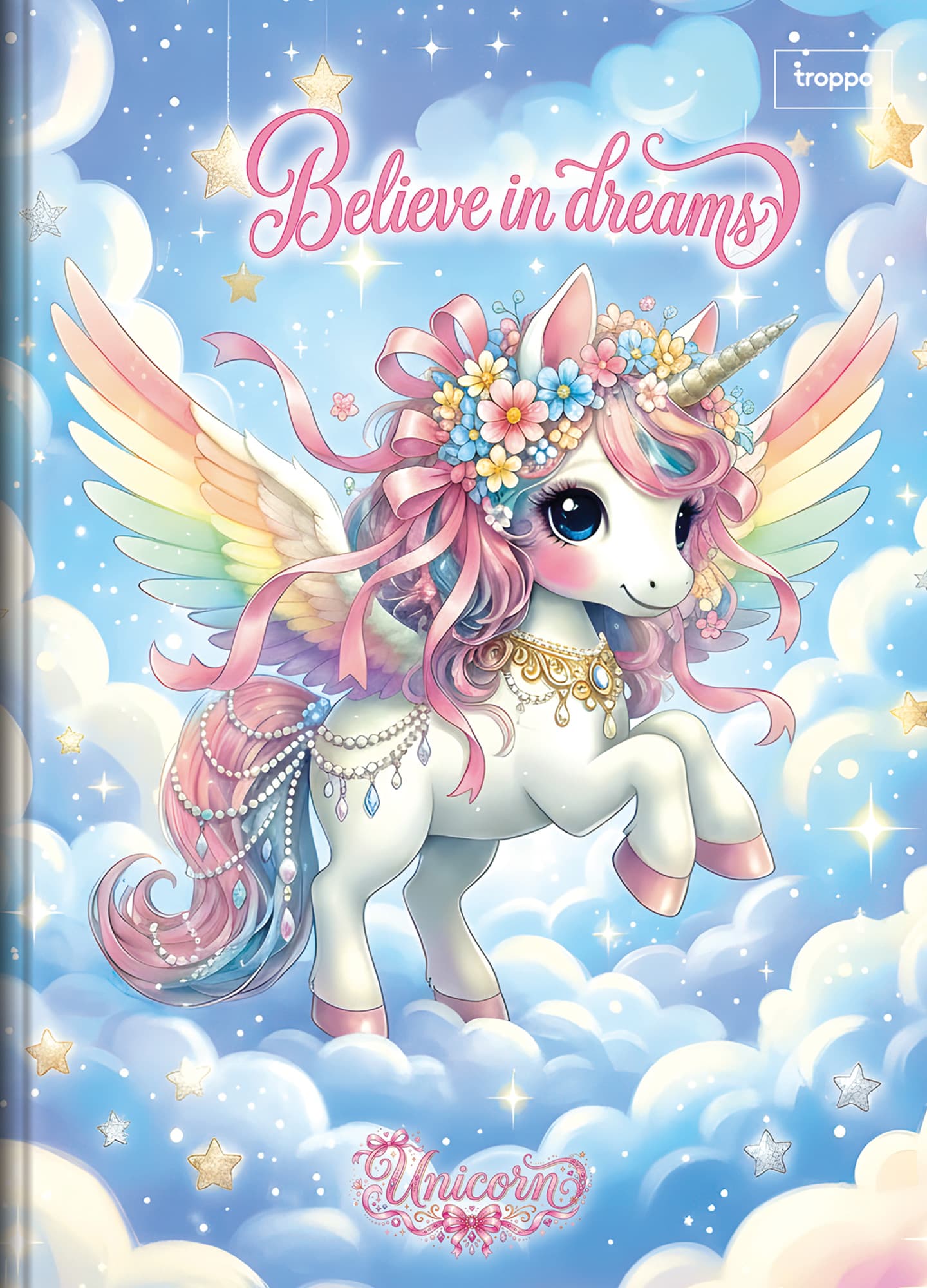 Caderno Brochura Capa Dura Universitário Caligrafia Unicorn