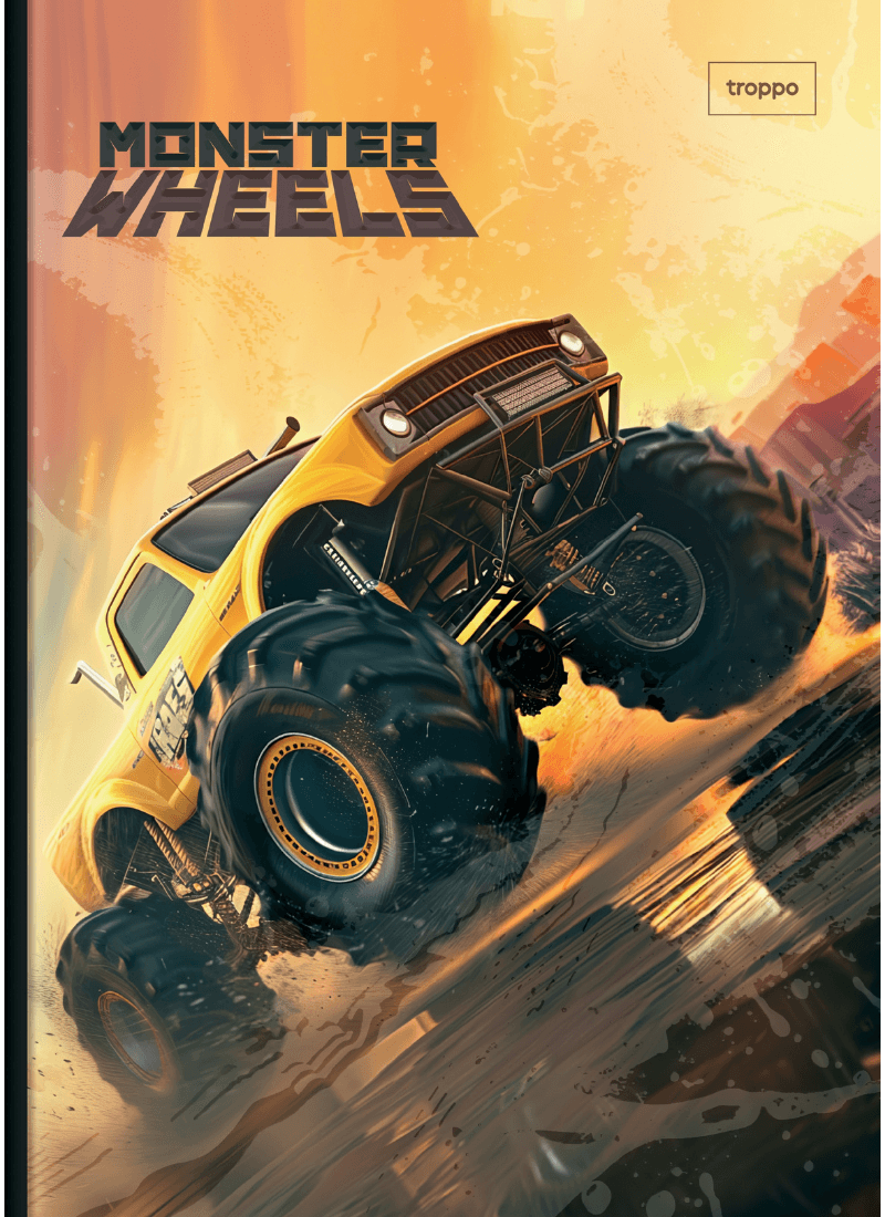 Caderno Brochura Capa Dura 1/4 Monster Wheels