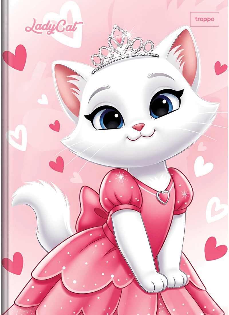 Caderno Brochura Capa Dura Universitário Caligrafia Lady Cat