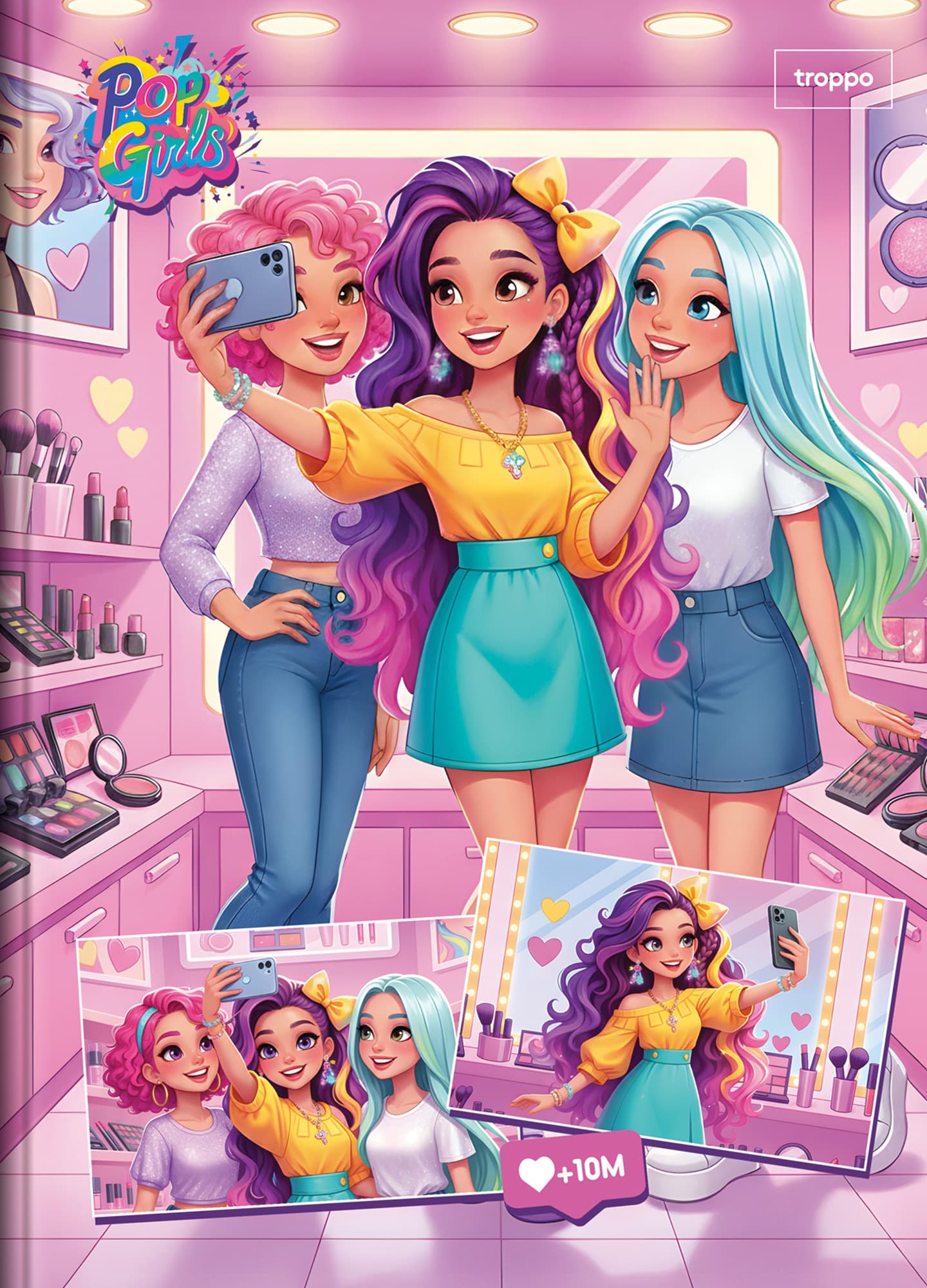 Caderno Brochura Capa Dura Universitário Caligrafia Pop Girls