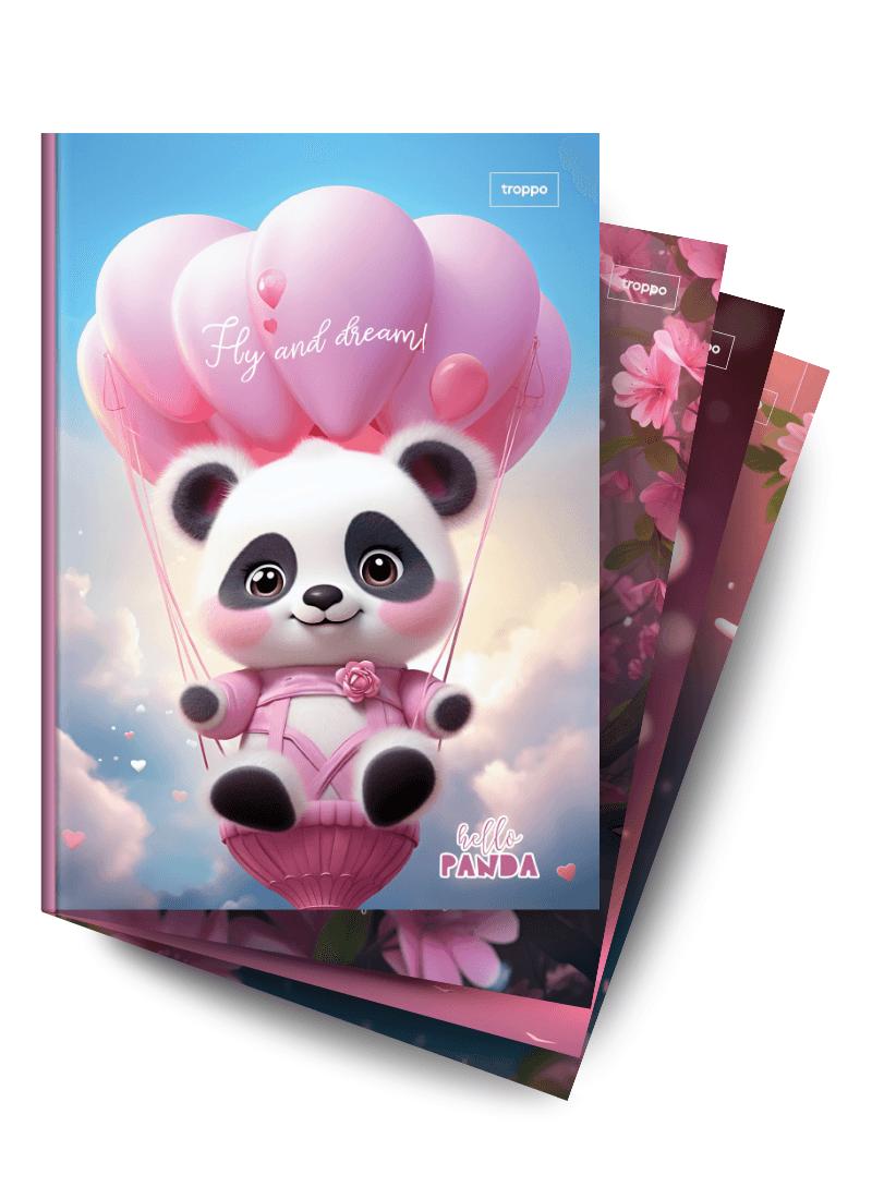 Caderno Brochura Capa Dura 1/4 Hello Panda