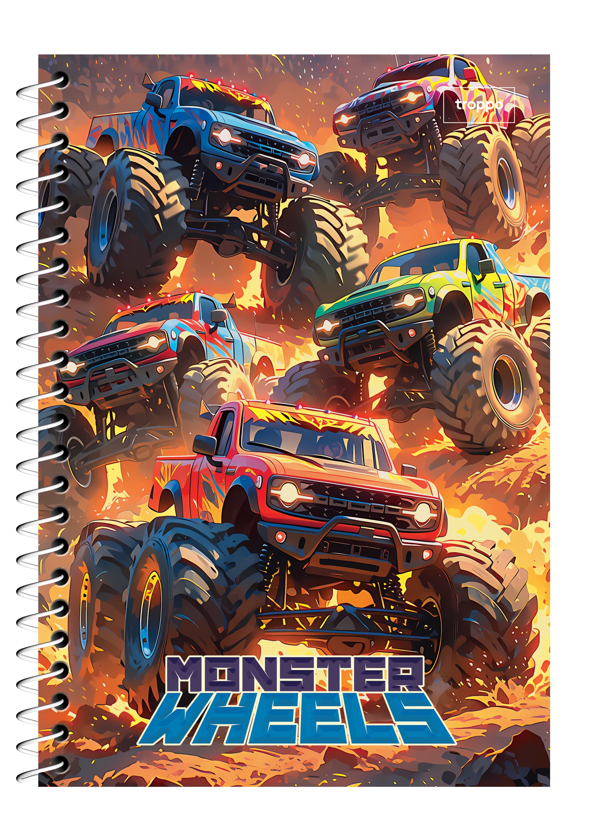 Caderno Capa Dura 1/4 Monster Wheels