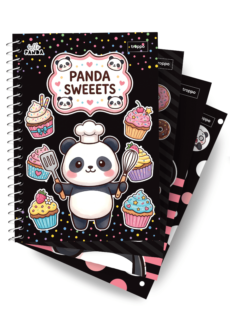 Caderno Capa Dura 1/4 Hello Panda