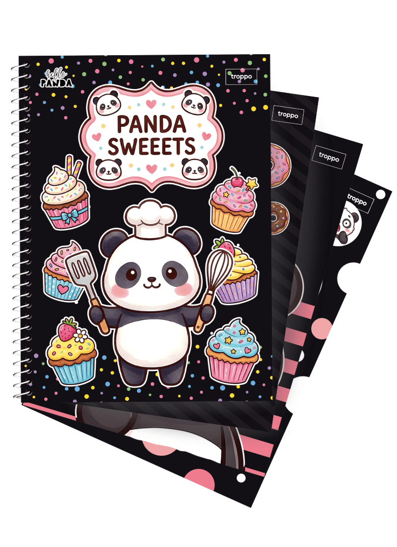 Caderno Universitário Capa Dura Hello Panda