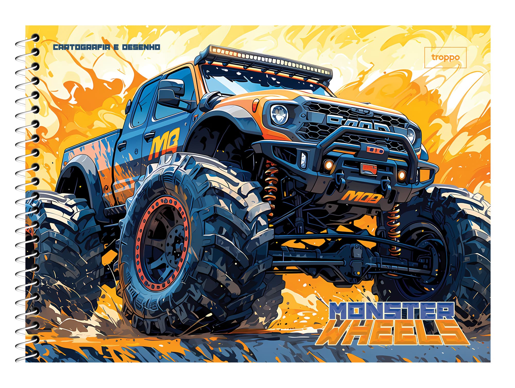 Caderno de Desenho Capa Dura Monster Wheels