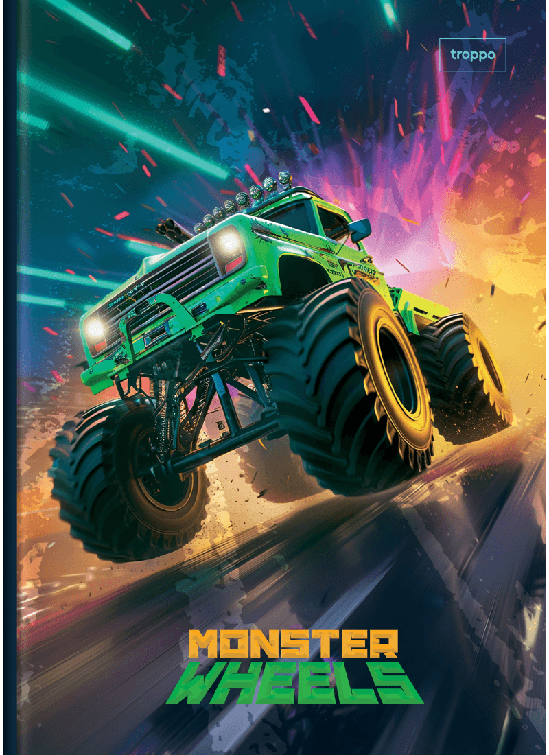 Caderno Brochura Capa Dura 1/4 Monster Wheels
