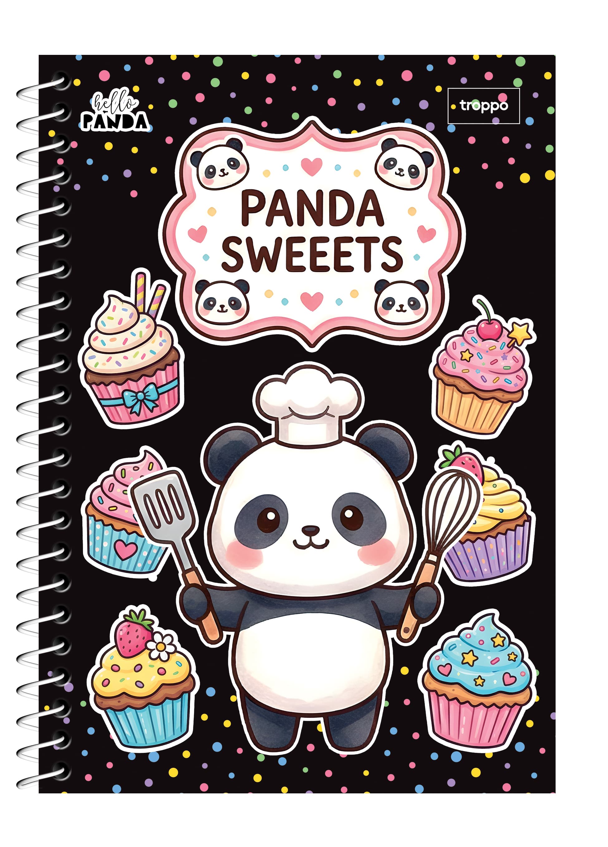 Caderno Capa Dura 1/4 Hello Panda