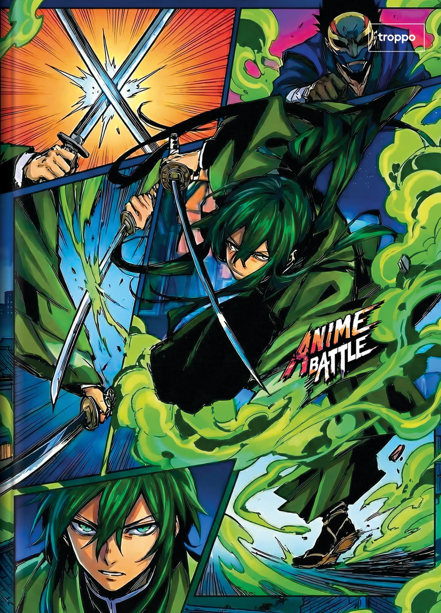 Caderno Brochura Capa Dura Universitário Caligrafia Anime Battle