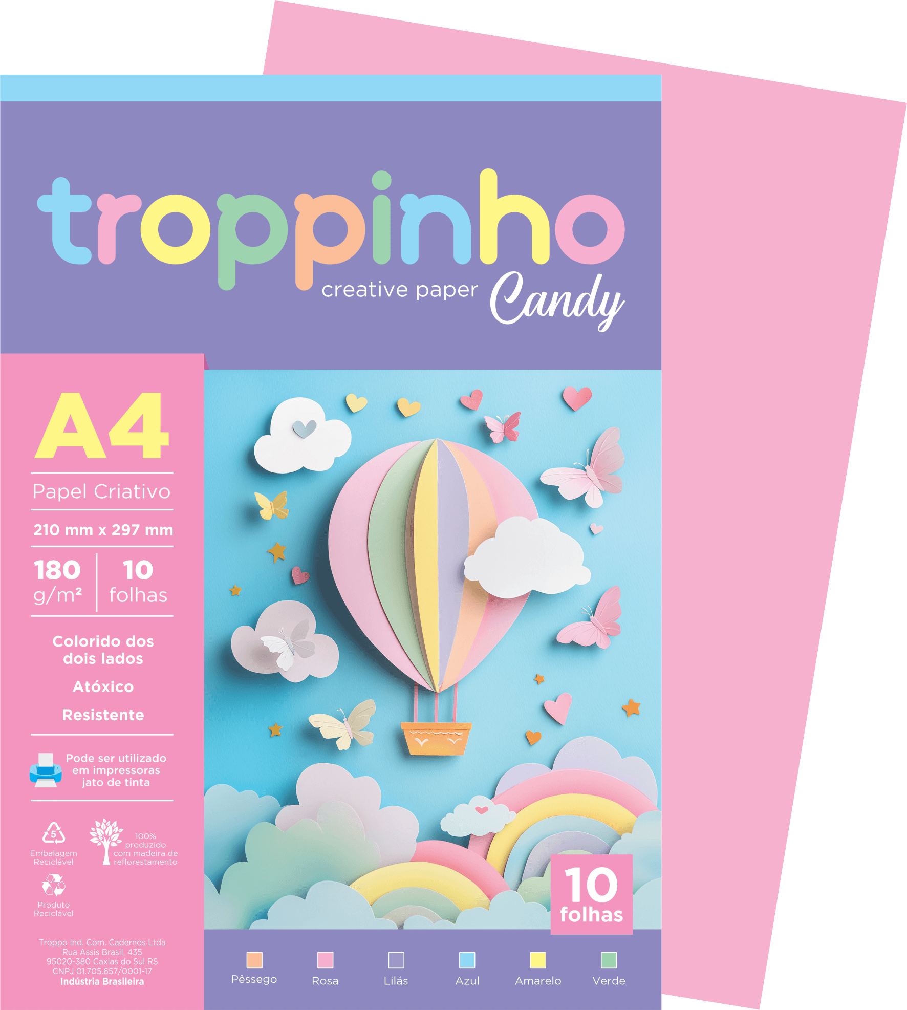 Papel Colorido Criativo Candy A4