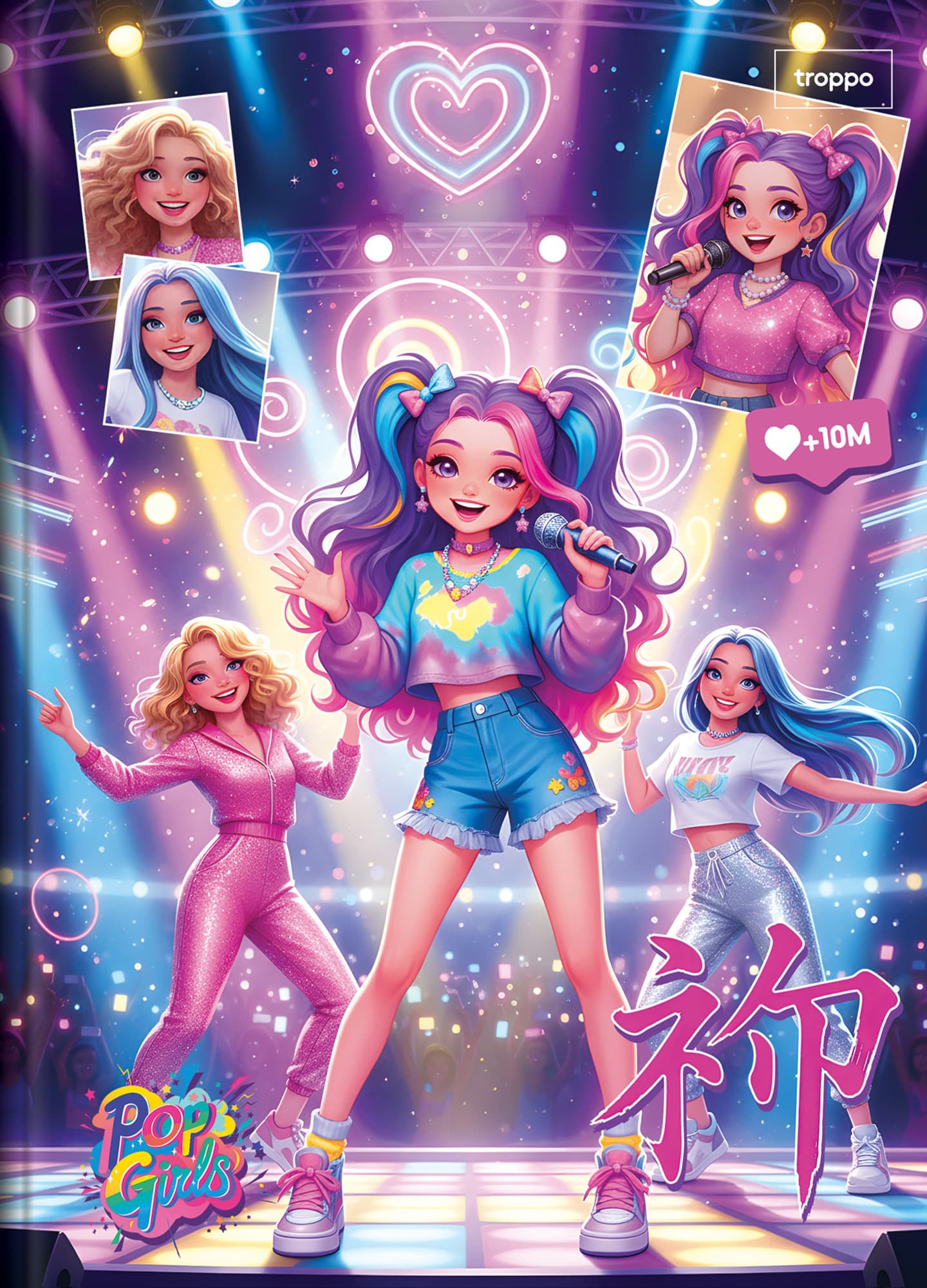 Caderno Brochura Capa Dura Universitário Caligrafia Pop Girls