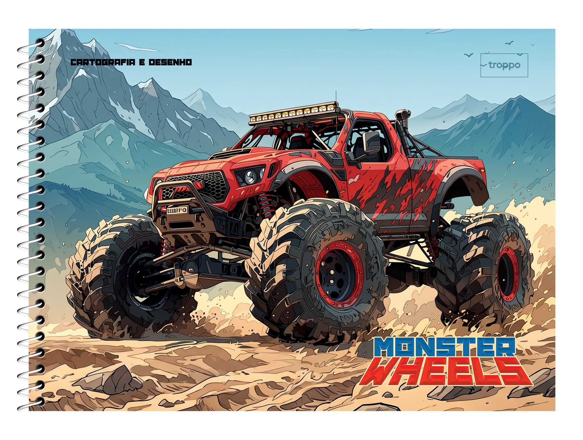 Caderno de Desenho Capa Dura Monster Wheels