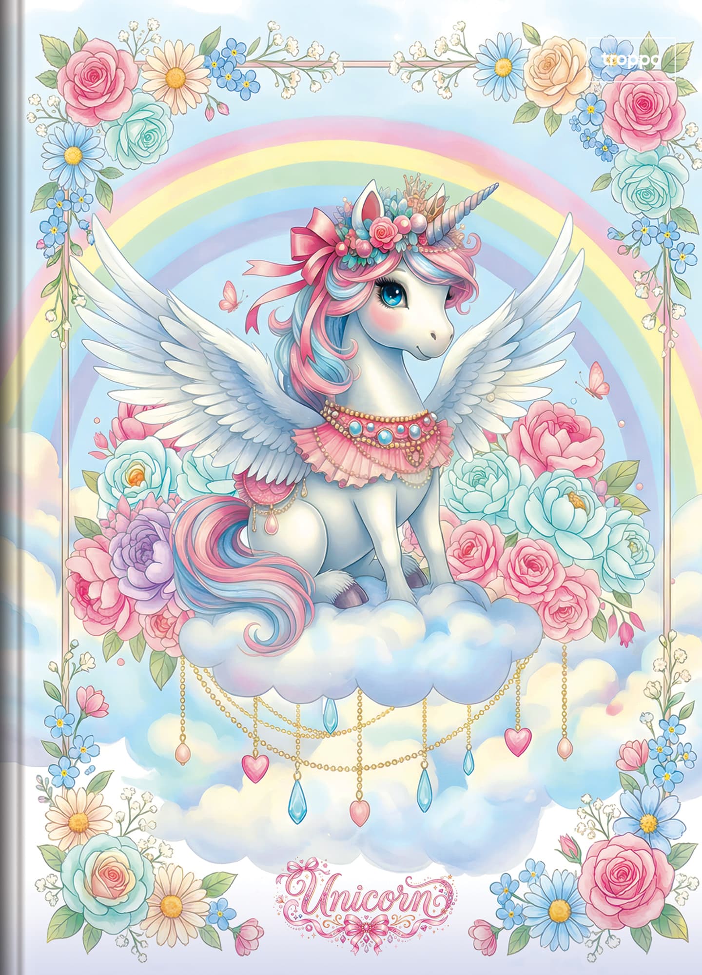 Caderno Brochura Capa Dura Universitário Caligrafia Unicorn