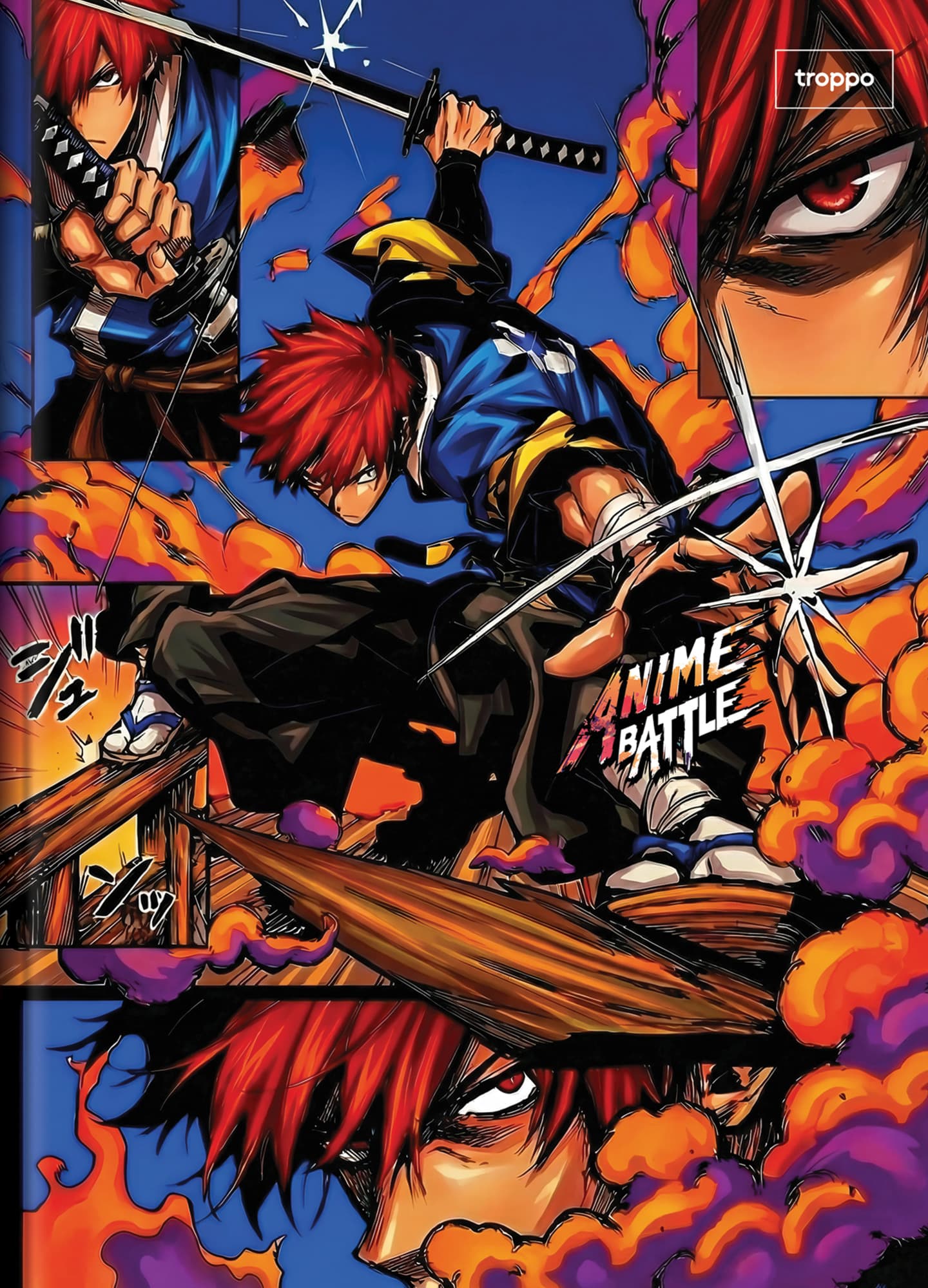 Caderno Brochura Capa Dura Universitário Caligrafia Anime Battle