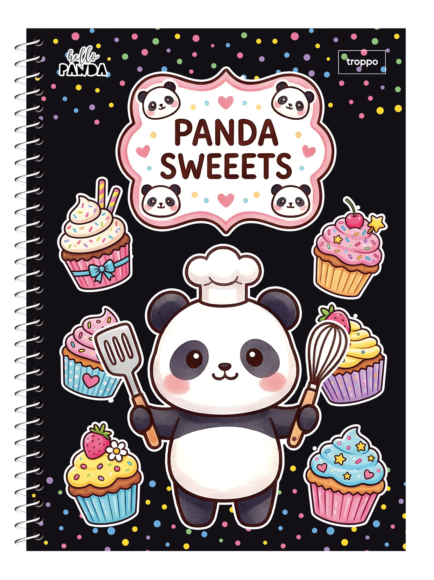 Caderno Universitário Capa Dura Hello Panda