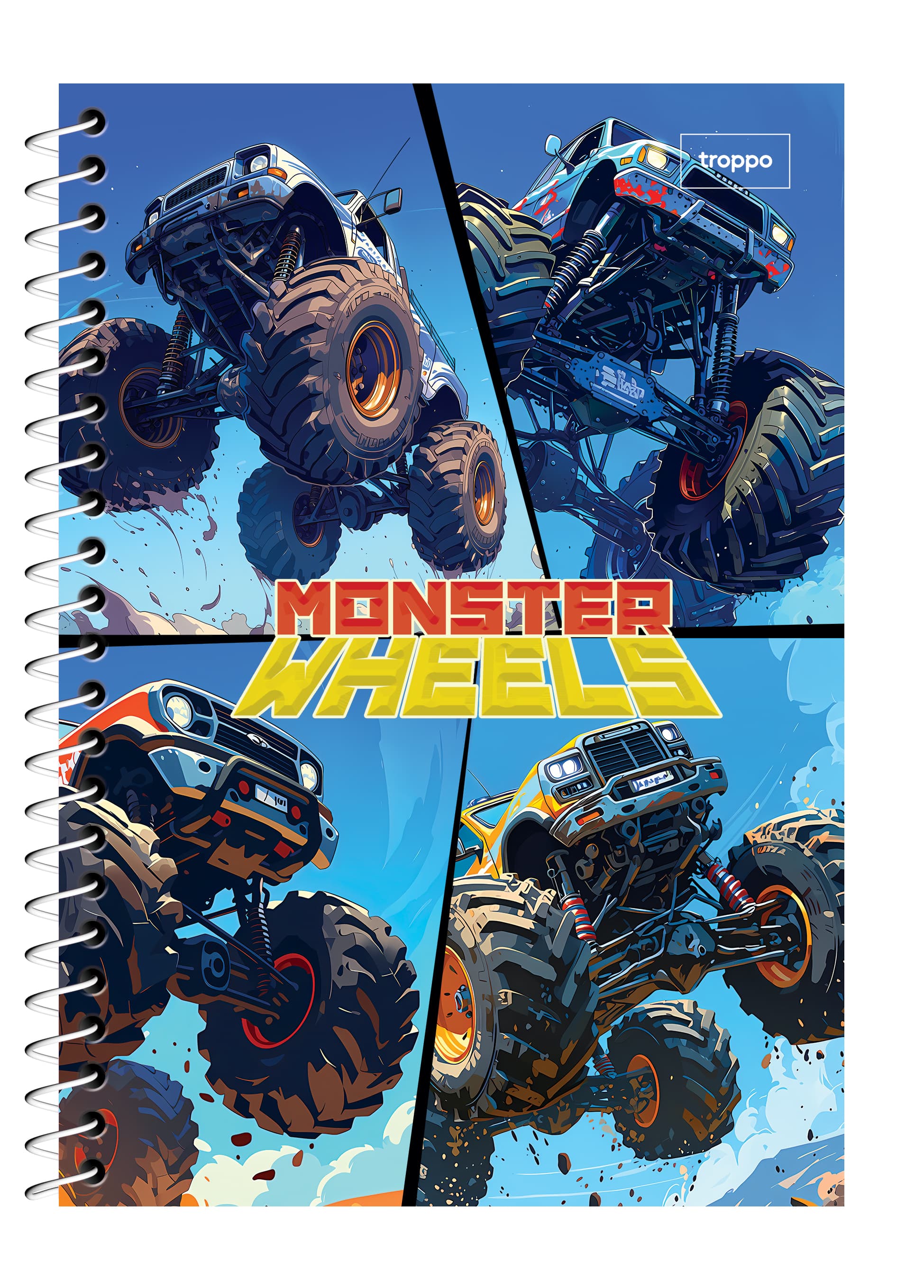 Caderno Capa Dura 1/4 Monster Wheels